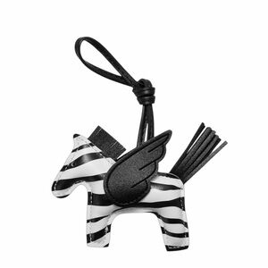 TU.LX Zebra Horse-Shaped Bag Charm with black and white accent  NWT